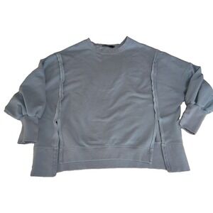 Trendy Queen Oversized Sweatshirt Womens Medium Blue Excellent Exposed Seams